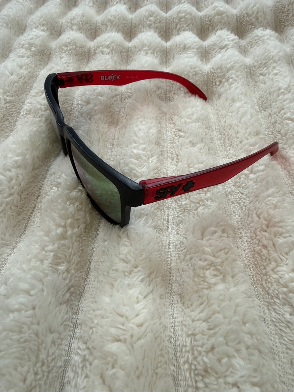SPY Black Frame with Red Temples Mirrored Lens Sunglasses